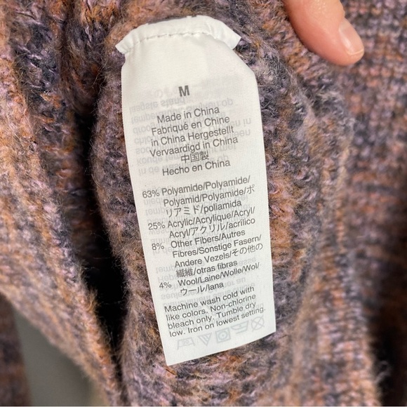 Madewell Women's Eaton Space Dye Puff Sleeve Pullover Sweater Top M Pink Purple - Picture 5 of 8